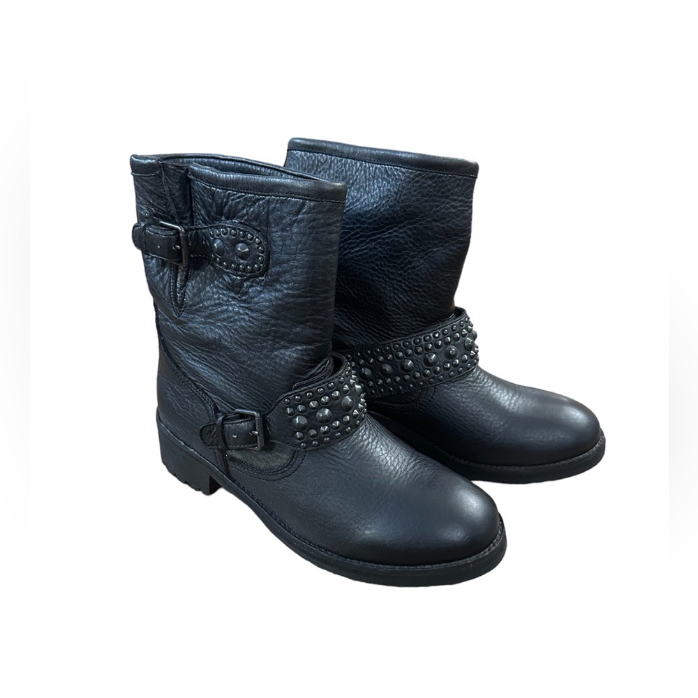 Ash Rebel Leather Studded Moto Boots, Ash Biker Boots EU 40 size 10